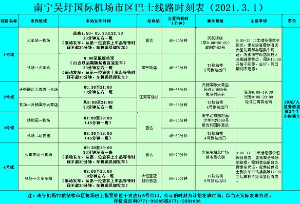 南宁吴圩机场大巴时刻表 南宁机场大巴时刻表2023最新时间一览