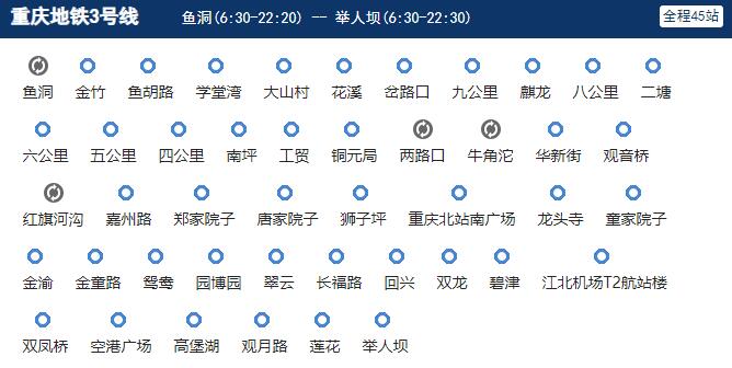4、重庆地铁线路图 重庆地铁运营时间 首末车时间2023